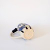 Pichet fleurs de mariage rayé bleu et noir